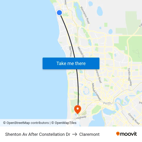 Shenton Av After Constellation Dr to Claremont map