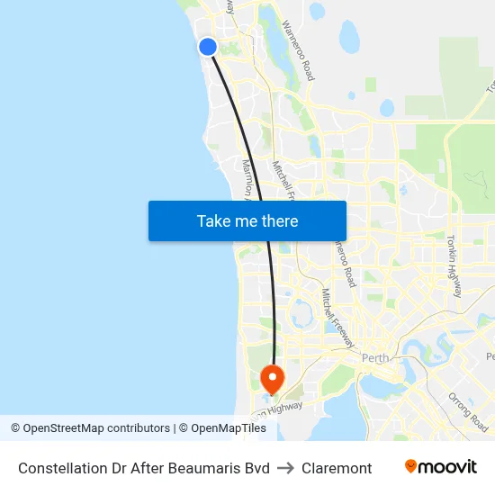 Constellation Dr After Beaumaris Bvd to Claremont map