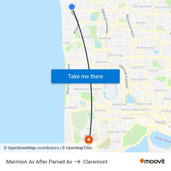 Marmion Av After Parnell Av to Claremont map
