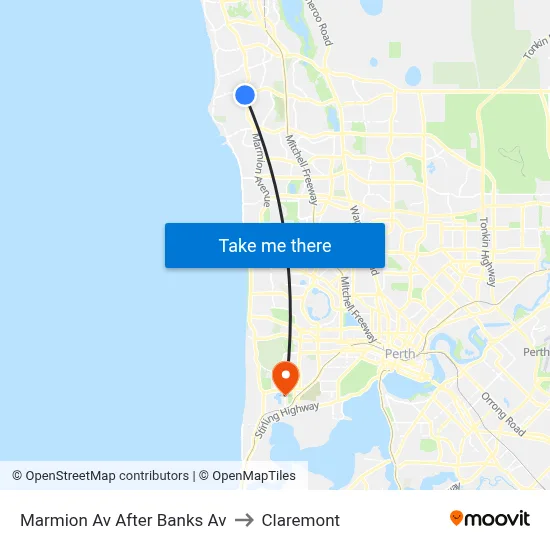 Marmion Av After Banks Av to Claremont map