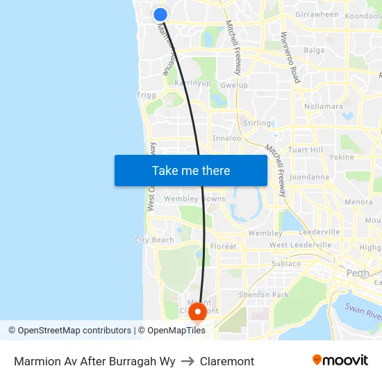 Marmion Av After Burragah Wy to Claremont map