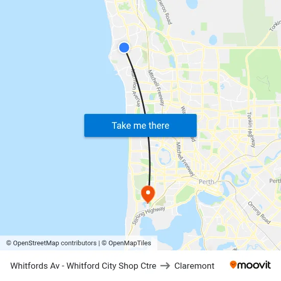Whitfords Av - Whitford City Shop Ctre to Claremont map