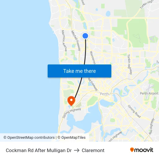 Cockman Rd After Mulligan Dr to Claremont map