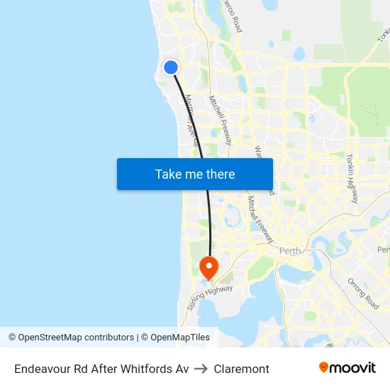 Endeavour Rd After Whitfords Av to Claremont map