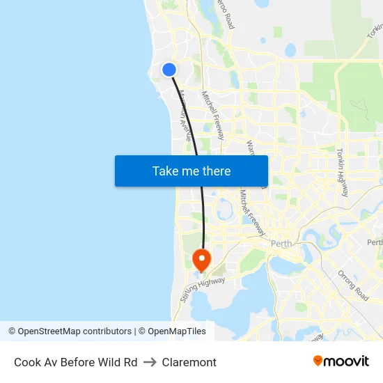 Cook Av Before Wild Rd to Claremont map