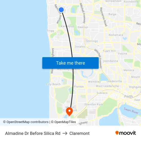 Almadine Dr Before Silica Rd to Claremont map