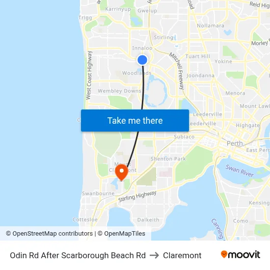 Odin Rd After Scarborough Beach Rd to Claremont map