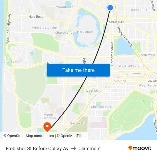 Frobisher St Before Colray Av to Claremont map