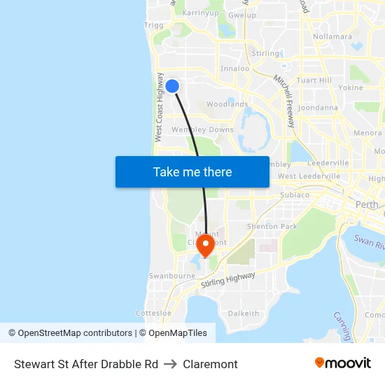 Stewart St After Drabble Rd to Claremont map