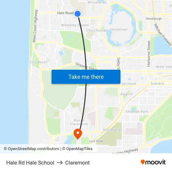 Hale Rd Hale School to Claremont map