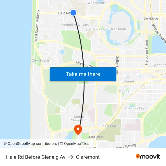 Hale Rd Before Glenelg Av to Claremont map