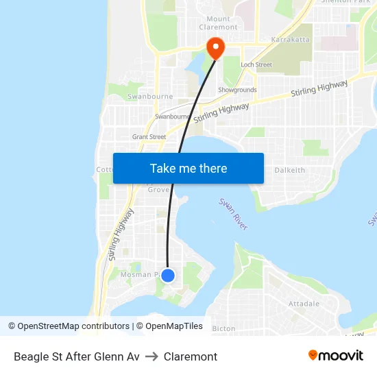Beagle St After Glenn Av to Claremont map