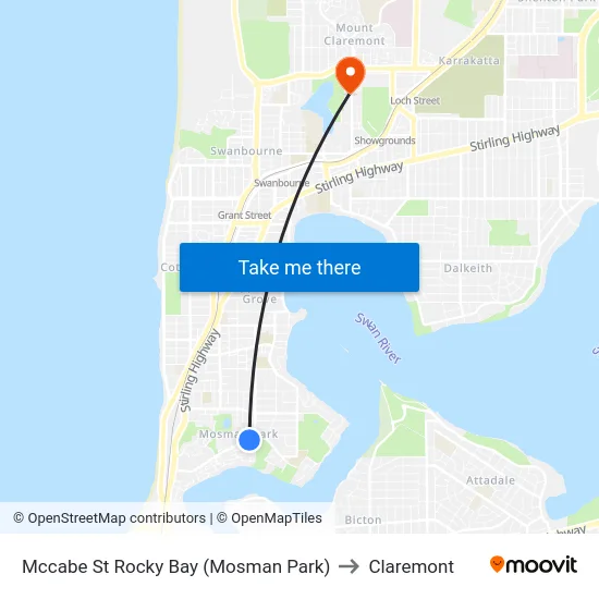 Mccabe St Rocky Bay (Mosman Park) to Claremont map