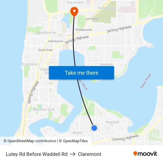 Lutey Rd Before Waddell Rd to Claremont map