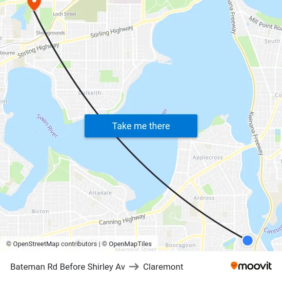 Bateman Rd Before Shirley Av to Claremont map