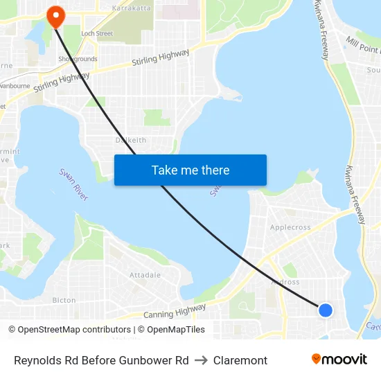Reynolds Rd Before Gunbower Rd to Claremont map