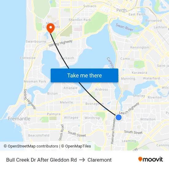 Bull Creek Dr After Gleddon Rd to Claremont map