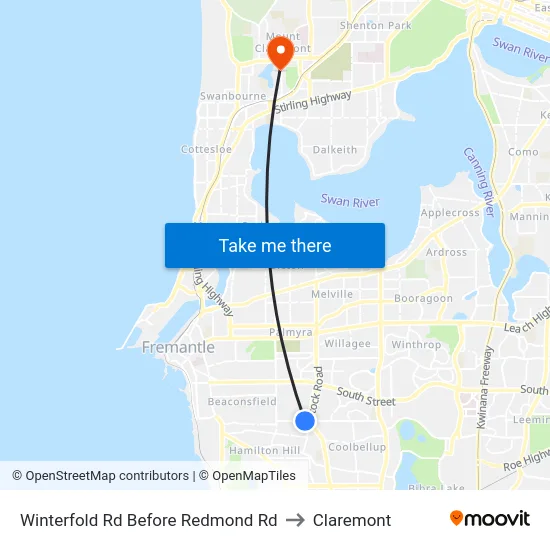 Winterfold Rd Before Redmond Rd to Claremont map