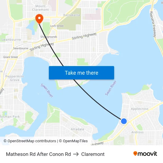 Matheson Rd After Conon Rd to Claremont map