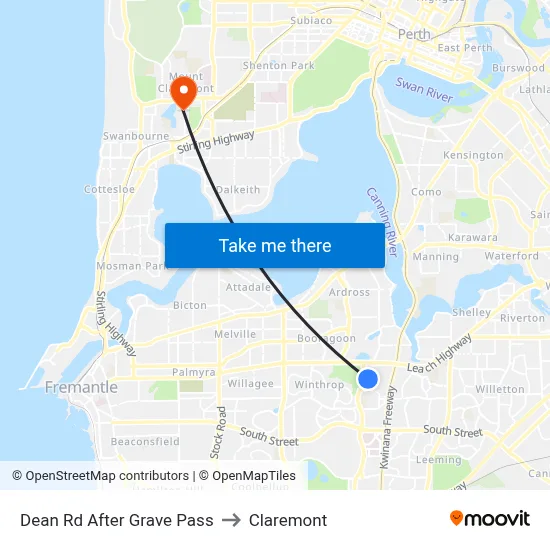 Dean Rd After Grave Pass to Claremont map