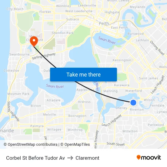 Corbel St Before Tudor Av to Claremont map