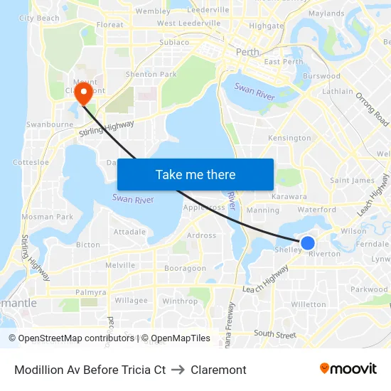Modillion Av Before Tricia Ct to Claremont map