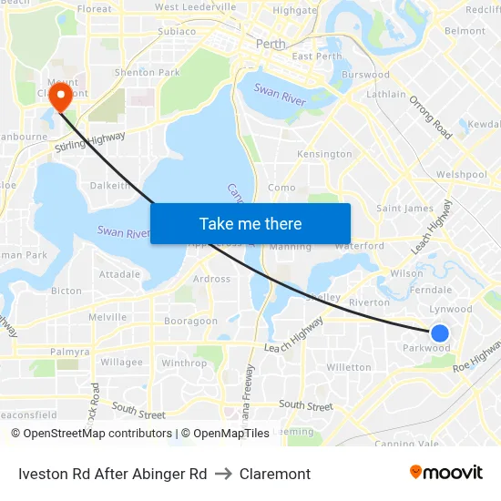 Iveston Rd After Abinger Rd to Claremont map