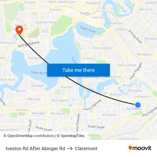 Iveston Rd After Abinger Rd to Claremont map