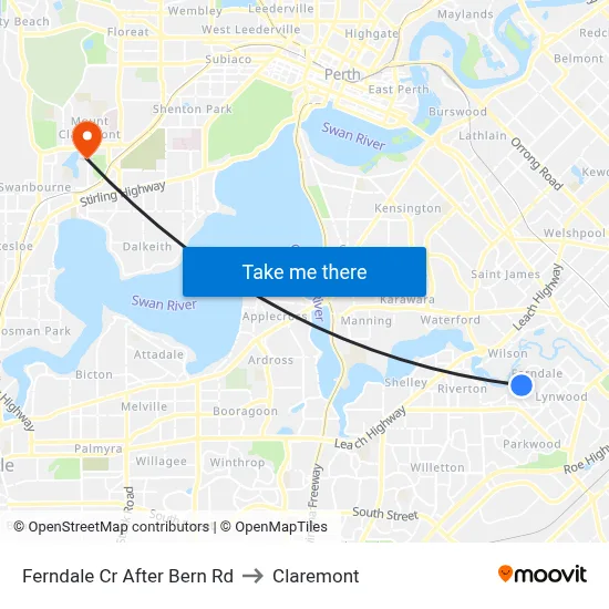 Ferndale Cr After Bern Rd to Claremont map