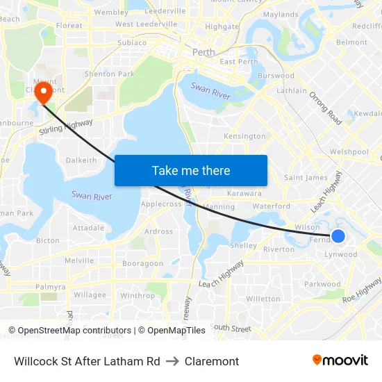 Willcock St After Latham Rd to Claremont map
