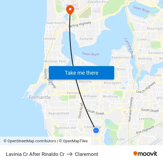 Lavinia Cr After Rinaldo Cr to Claremont map