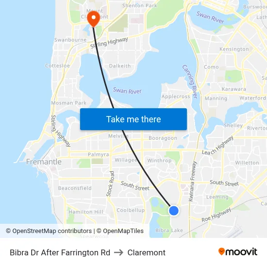 Bibra Dr After Farrington Rd to Claremont map