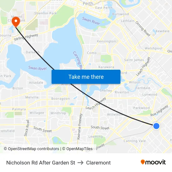 Nicholson Rd After Garden St to Claremont map