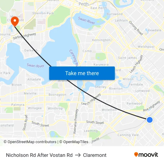 Nicholson Rd After Vostan Rd to Claremont map
