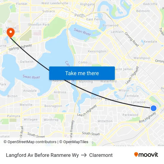 Langford Av Before Ranmere Wy to Claremont map