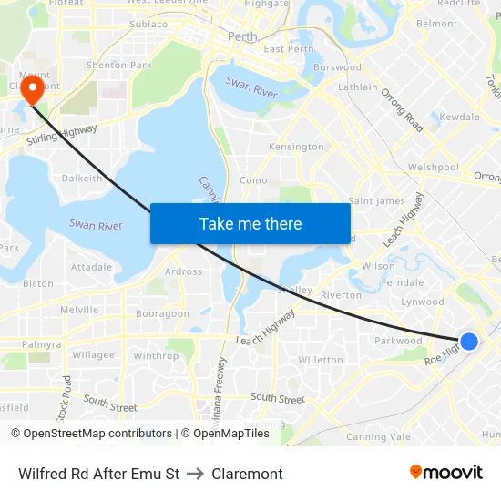 Wilfred Rd After Emu St to Claremont map