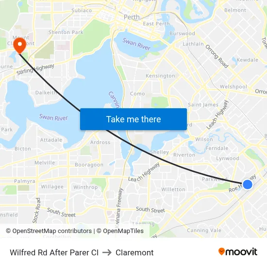Wilfred Rd After Parer Cl to Claremont map