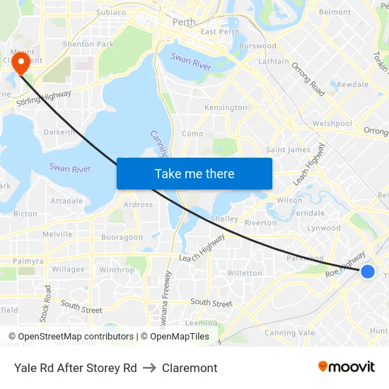 Yale Rd After Storey Rd to Claremont map