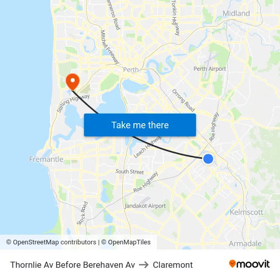 Thornlie Av Before Berehaven Av to Claremont map