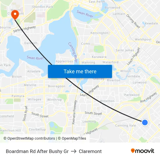 Boardman Rd After Bushy Gr to Claremont map