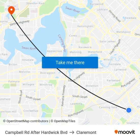 Campbell Rd After Hardwick Bvd to Claremont map