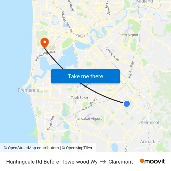 Huntingdale Rd Before Flowerwood Wy to Claremont map