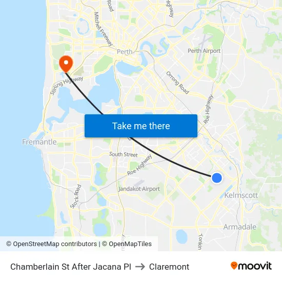 Chamberlain St After Jacana Pl to Claremont map
