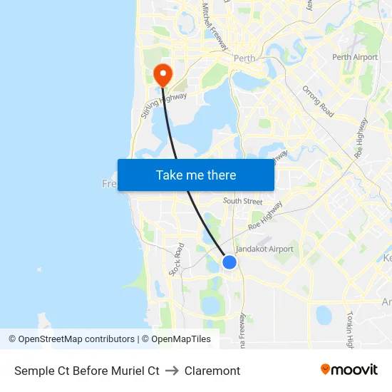 Semple Ct Before Muriel Ct to Claremont map