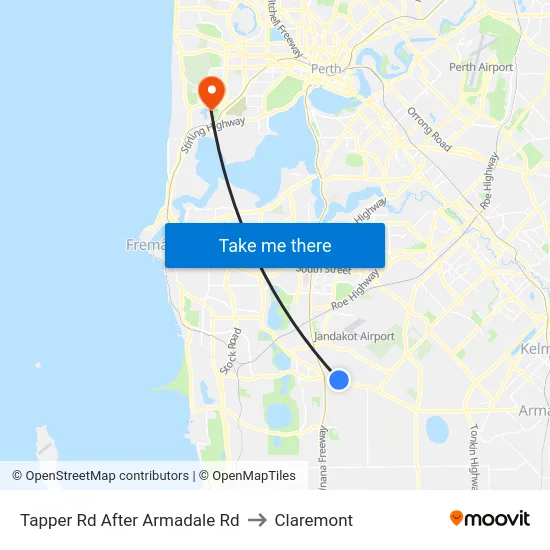 Tapper Rd After Armadale Rd to Claremont map