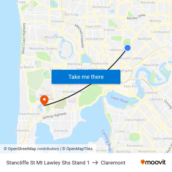 Stancliffe St Mt Lawley Shs Stand 1 to Claremont map