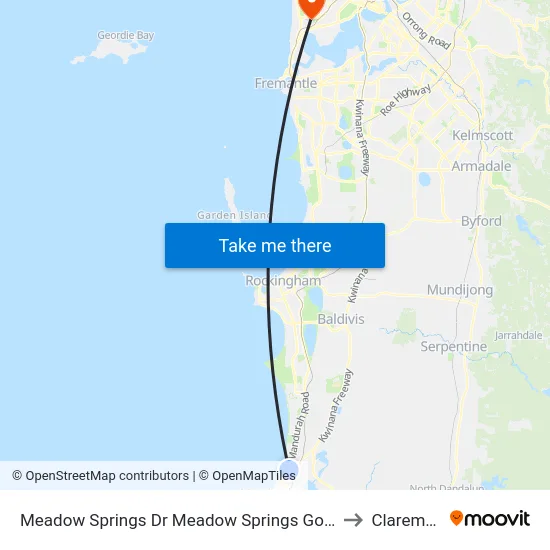 Meadow Springs Dr Meadow Springs Golf Club to Claremont map
