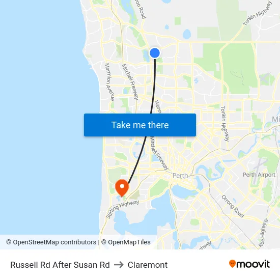 Russell Rd After Susan Rd to Claremont map