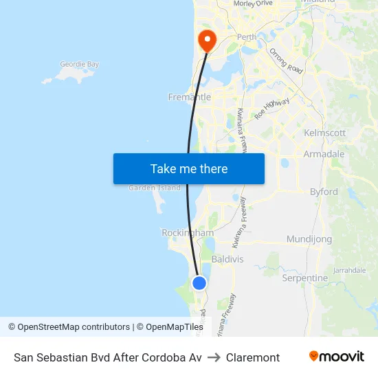 San Sebastian Bvd After Cordoba Av to Claremont map