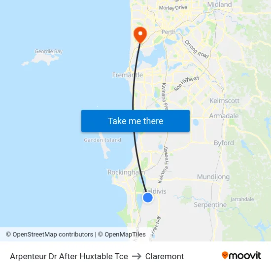 Arpenteur Dr After Huxtable Tce to Claremont map